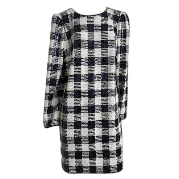 Vineyard Vines Buffalo Check Sequin Dress Gingham Navy Large NWT - Picture 11 of 12
